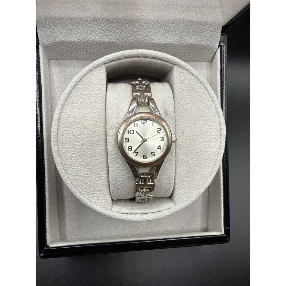FMD Ladies Silver Tone Bracelet Watch Round Case White Dial Arabic Numerals